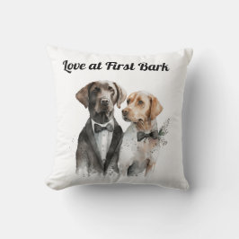 Cute Bröllop Hundar Bride & Groom Pillow Kudde