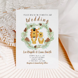Cute Bröllop par Lejon Groom & Bride-inbjudan Inbjudningar