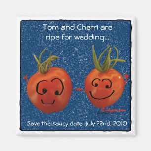Cute Bröllop Tomates Spara datum magneter