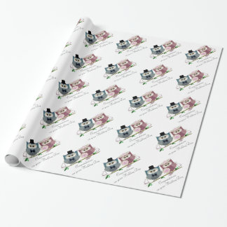 Cute Bröllop Uggla Grattiss Wrapping Papper Presentpapper