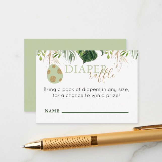 Cute Brontosaurus Dinosaur Diaper Raffle Insert Tilläggskort (Fram/Back In Situ)