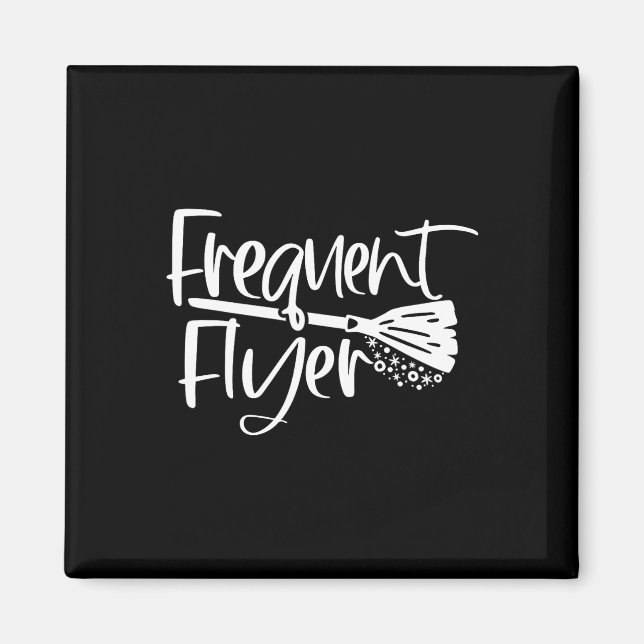 Cute Broomstick Frequent Flyer Witch Halloween Magnet (Framsidan)