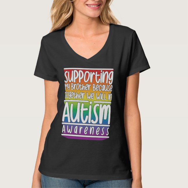Cute Brother Autism Awareness For Autism Support T Shirt (Framsida)