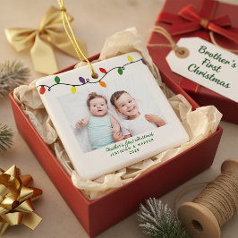 Cute Brothers första julfoto i Ljus Julgransprydnad Keramik