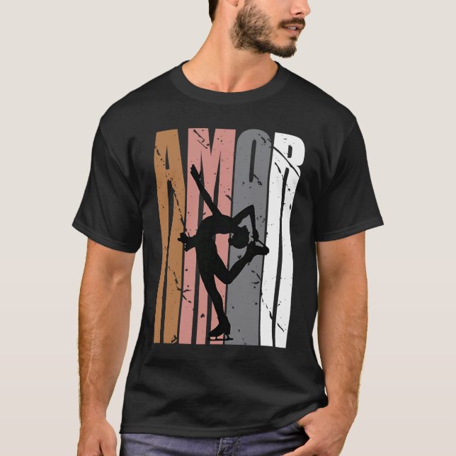 Cute Brown Amor Ice Skating Motivational Girls Tee (Framsida)