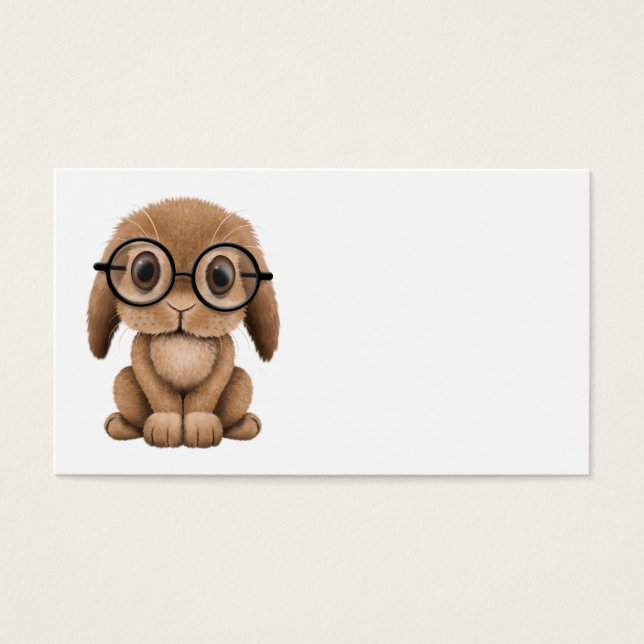 Cute Brown Baby Bunny Wearing Glass Visitkort (Framsidan)