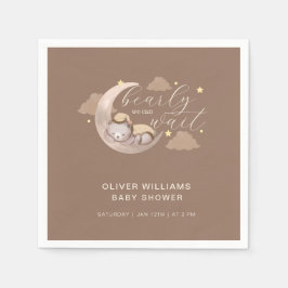 Cute Brown Barly Wait Måne Star Sömnig Bear Pappersservett