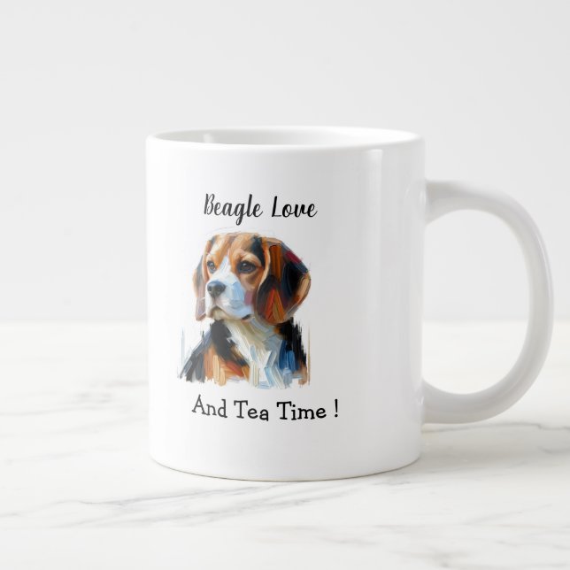 Cute Brown beagle Personalize Jumbo Mugg (Höger)