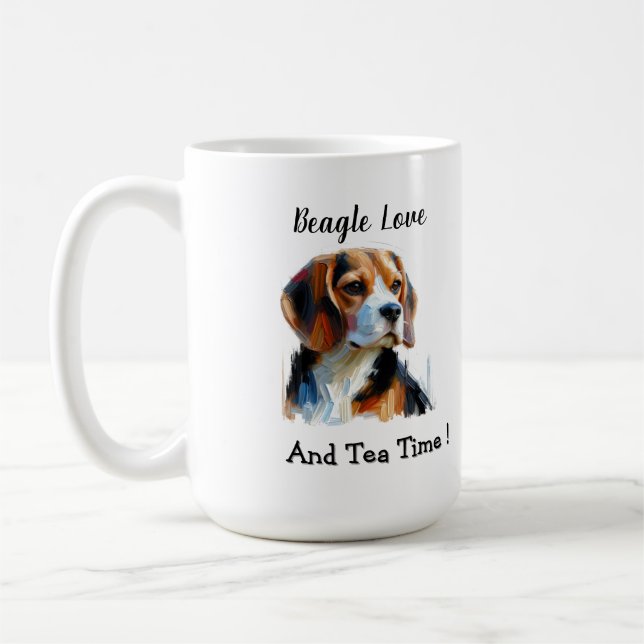 Cute Brown beagle Personalize Kaffemugg (Vänster)
