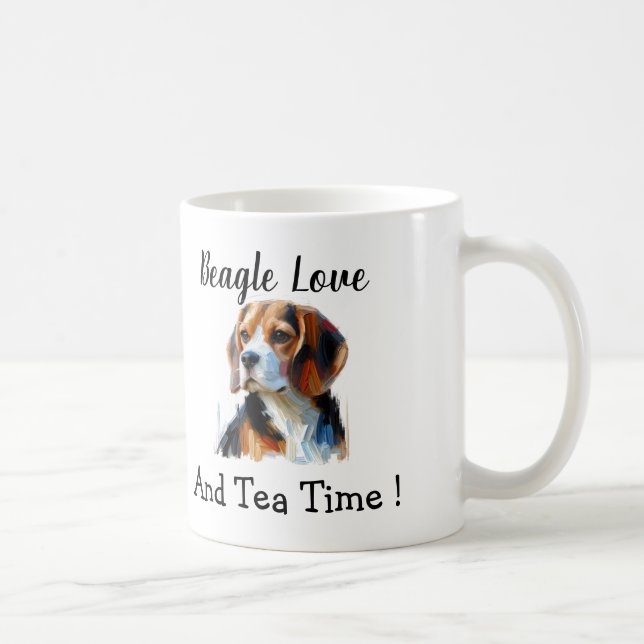 Cute Brown beagle Personalize Kaffemugg (Höger)