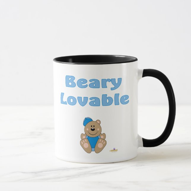 Cute Brown Bear Blue Baseball Cap Beary Lovable Mugg (Höger)