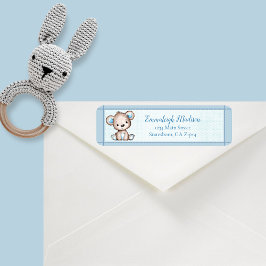 Cute Brown Bear Boy Baby Shower Returadress Returadress Etikett