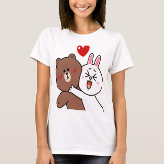 Cute Brown Bear Cony Bunny Rabbit Älskare i Kärlek T Shirt