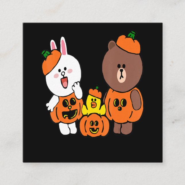 Cute Brown Bear Cony Bunny Rabbit Anka Pumpkin Fyrkantigt Visitkort (Framsida)