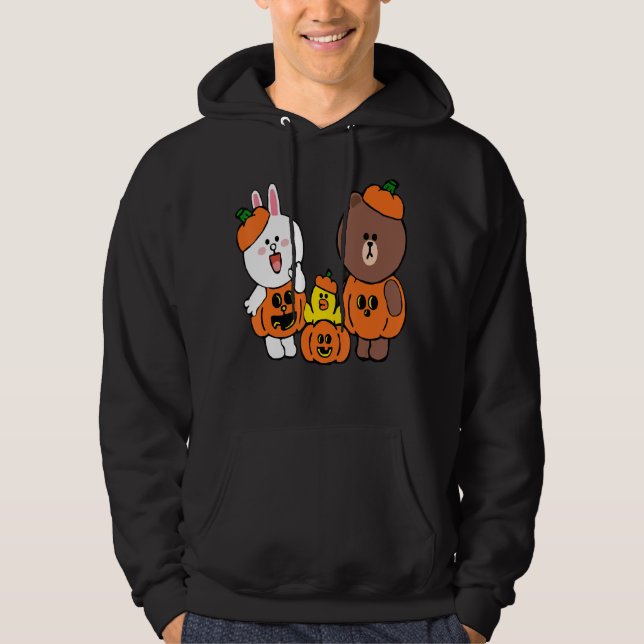 Cute Brown Bear Cony Bunny Rabbit Anka Pumpkin Hoodie (Framsida)