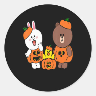 Cute Brown Bear Cony Bunny Rabbit Anka Pumpkin Runt Klistermärke