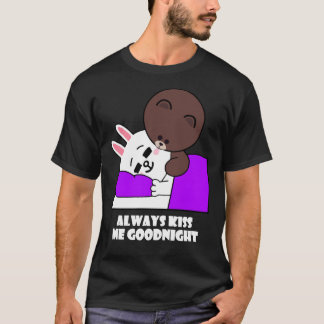 Cute Brown Bear Cony Bunny Rabbit Goodnight Kiss T Shirt