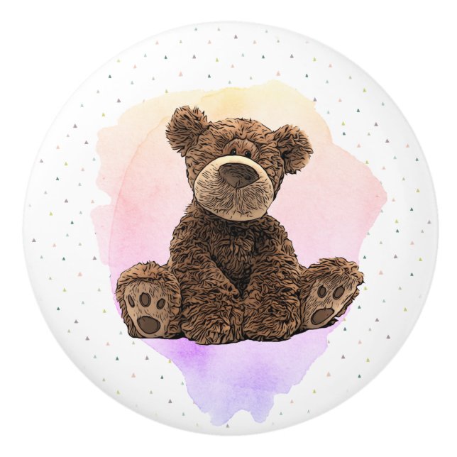 Cute Brown Bear Cudely Animal Child Nursery Baby Knopp (Framsidan)