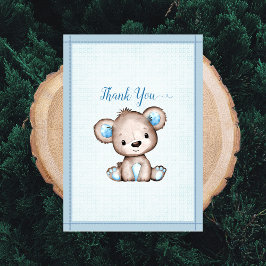 Cute Brown Bear for Boy Baby Shower Tack Kort