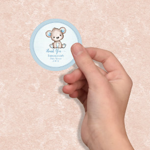 Cute Brown Bear for Boy Favor Tack Runt Klistermärke