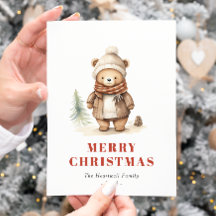 Cute Brown Bear God jul Helgdag vykort