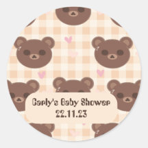 Cute Brown Bear Gult Play Classic Round Sticker