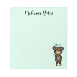 Cute Brown Bear Holger en Gult Flower Anteckningsblock