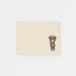 Cute Brown Bear Holger en Gult Flower Post-it Block