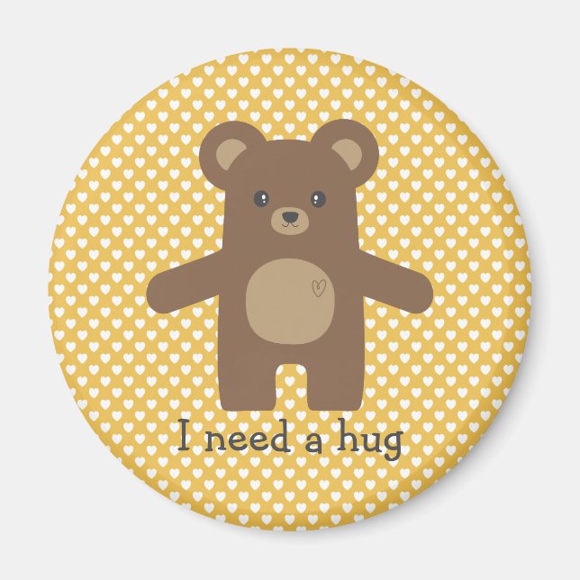 Cute Brown Bear Hug Magnet (Framsidan)