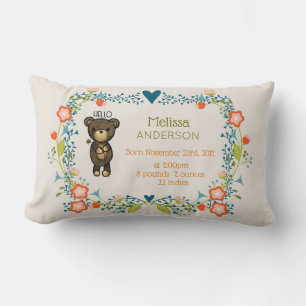 Cute Brown Bear med Gult Flower Birance Lumbarkudde
