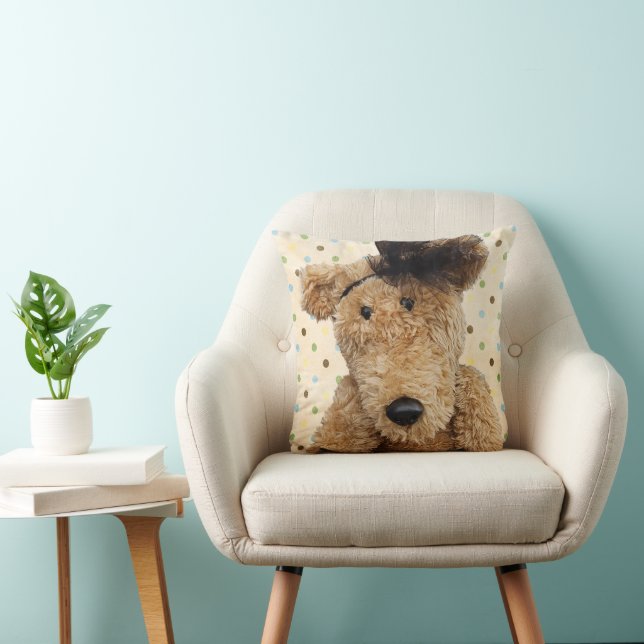 Cute Brown Bear med Polka dots Kudde (Stol)