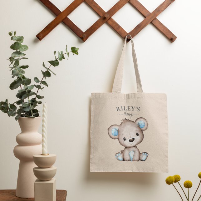 Cute Brown Bear Monogrammed Baby Tygkasse (Skapare uppladdad)