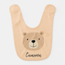 Cute Brown Bear Personalize Namn Baby Bib