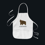 Cute Brown Bear Personlig Barnförkläde<br><div class="desc">Barnens apron för djur älskare har en söt bruna björnillustration. Anpassa den med ditt barns namn i svart brev. Gör en underbar apron för pojkar eller flickor!</div>