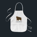 Cute Brown Bear Personlig Barnförkläde<br><div class="desc">Barnens apron för djur älskare har en söt bruna björnillustration. Anpassa den med ditt barns namn i svart brev. Gör en underbar apron för pojkar eller flickor!</div>
