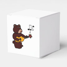 Cute Brown Bear Play Guitar Music Tecknad Art