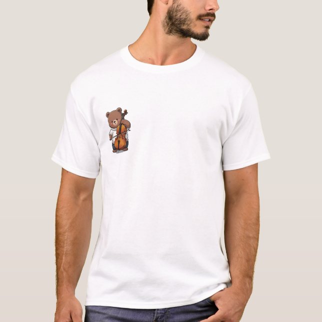 Cute Brown Bear Playing Cello Musical T Shirt (Framsida)