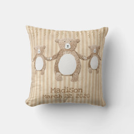 Cute Brown Bear Rand Namn Rustic Kudde