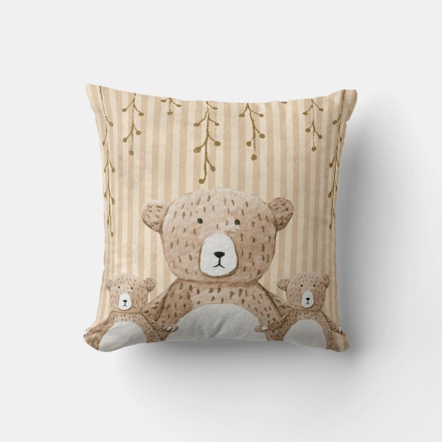 Cute Brown Bear Rand Nursery Kudde (Framsida)