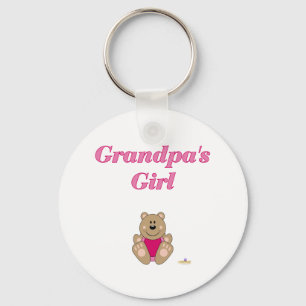 Cute Brown Bear Rosa Bib Grandpa's Girl Nyckelring