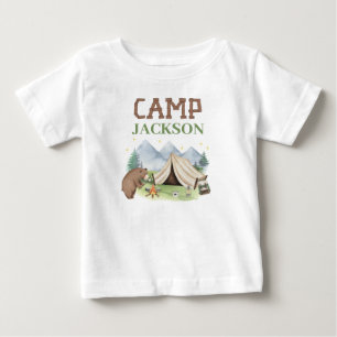 Cute Brown Bear Tält Lycklig Camper 1:a födelsedag T Shirt