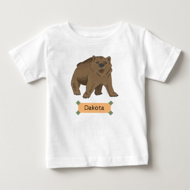 Cute Brown Bear Unge med Namn T Shirt (Framsida)