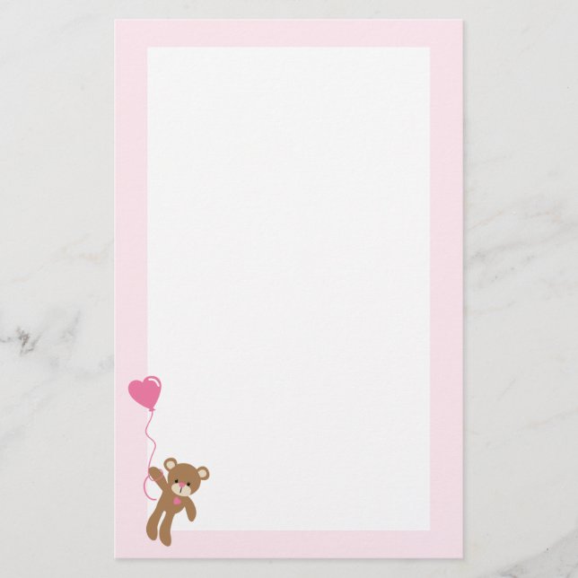 Cute Brown Bear Valentines day Brevpapper (Framsida)