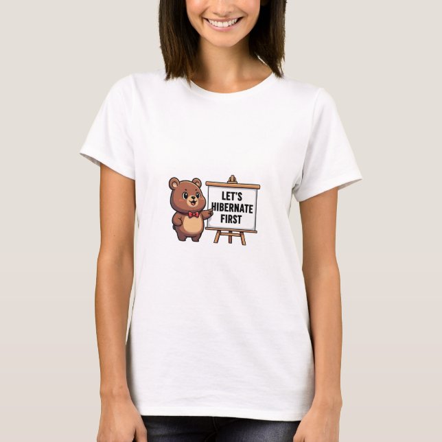 Cute Brown Bear with Red Bowtie T Shirt (Framsida)