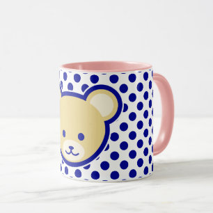 Cute Brown Beige Blue Nalle Tecknad Art Mugg