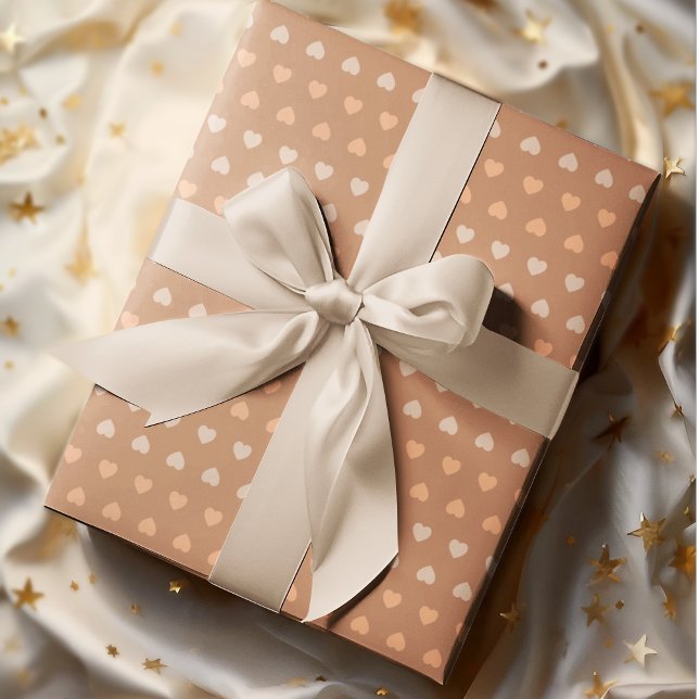 Cute Brown Beige Hearts Presentpapper (Skapare uppladdad)