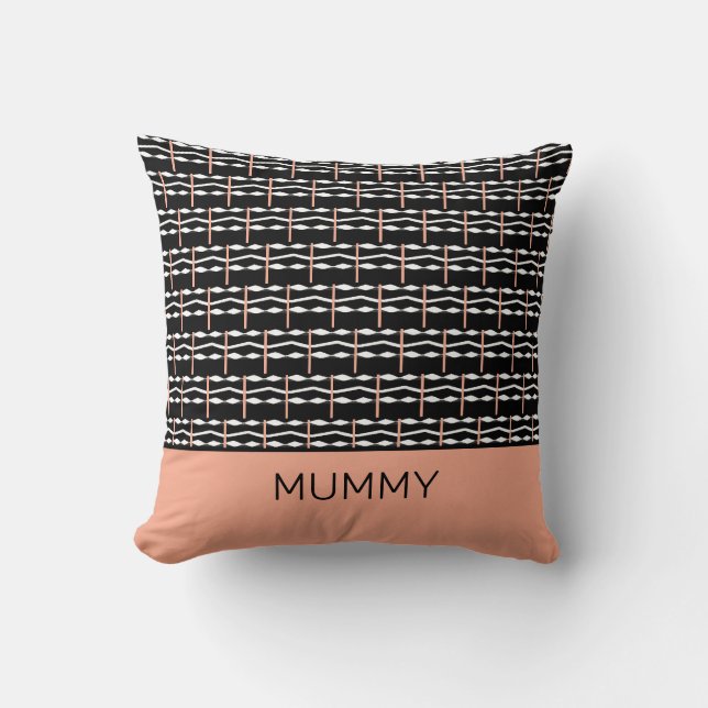 Cute Brown, Black and White African Mönster Mummy Kudde (Framsida)