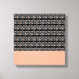 Cute Brown, Black and White Bold Squares Mönster Canvastryck