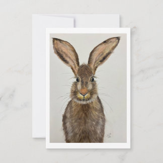 Cute Brown Bunny Note card - Original artwork Inbjudningar