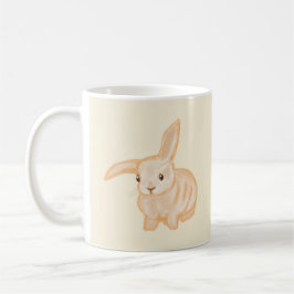 Cute Brown Bunny Rabbit - transparent på beige. Kaffemugg